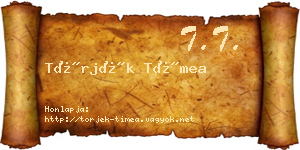 Törjék Tímea névjegykártya